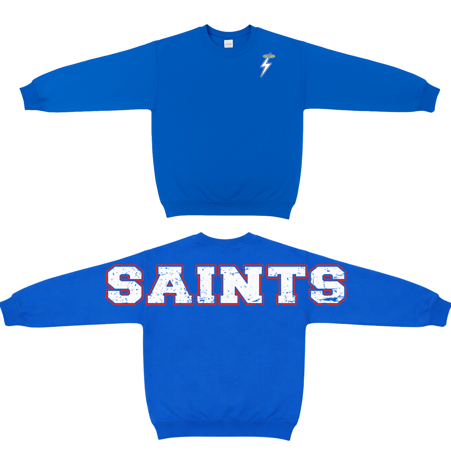 Oversized Saints Crewneck Sweatshirt Lightening Bolt Front