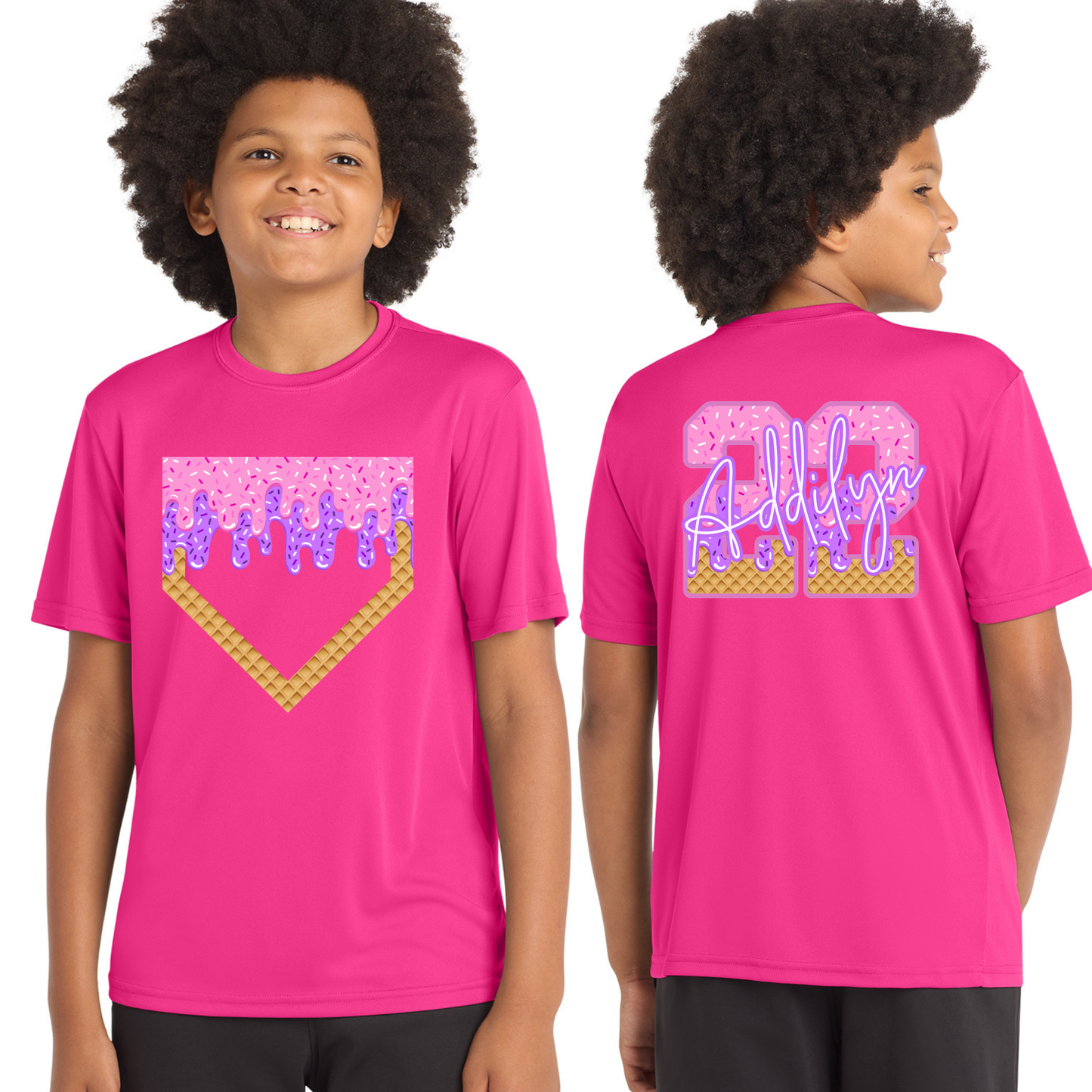 Personalized Softball Pink and Purple Drip