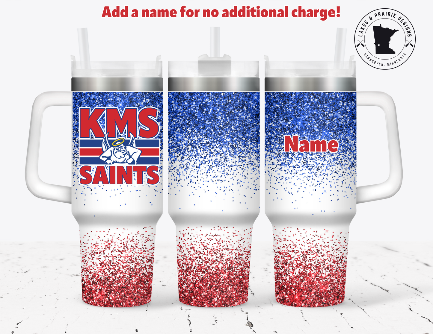 KMS Faux Glitter with Lines Saint 30 or 40 oz.