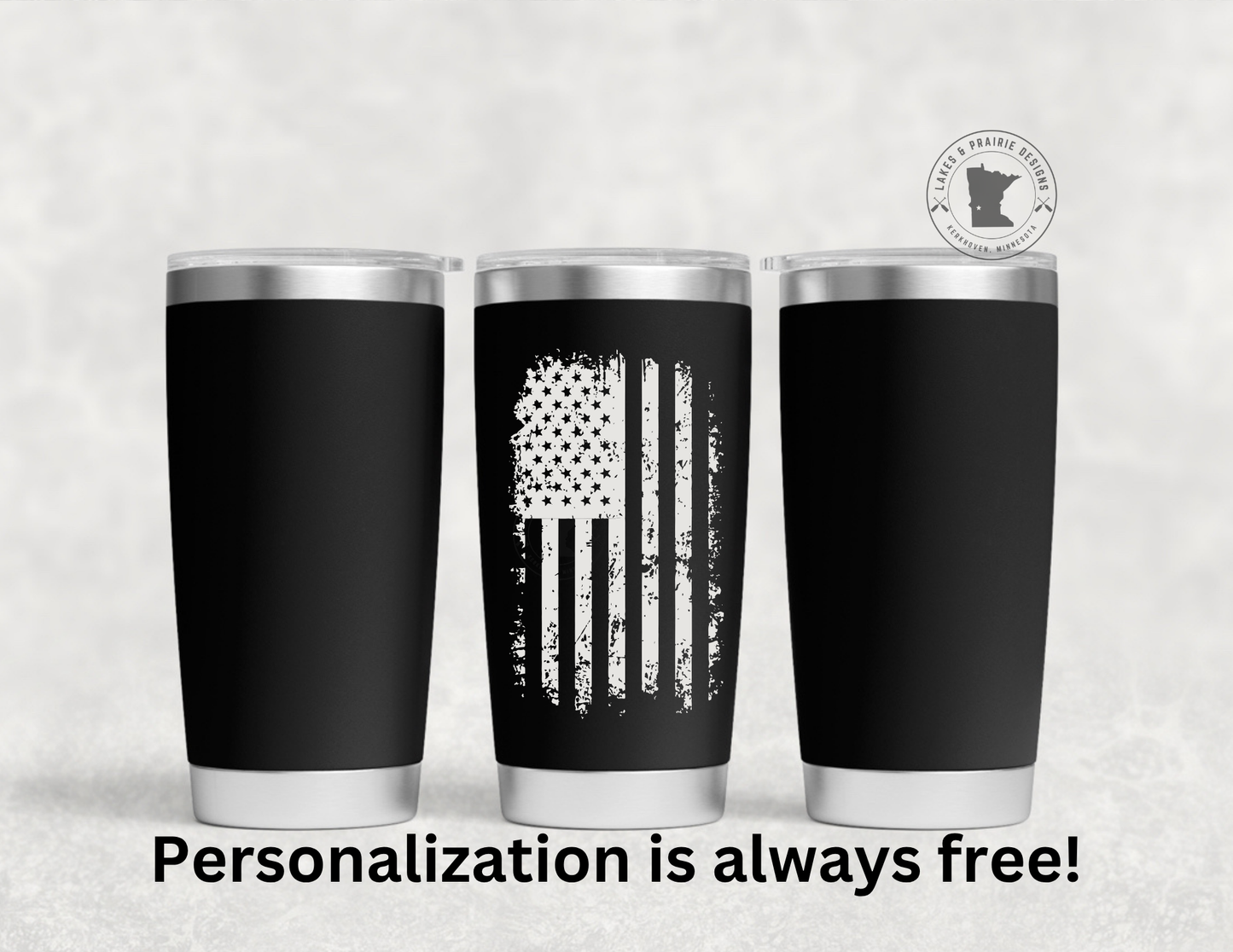 Distressed Flag Engraved 20 oz. Tumbler