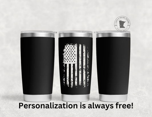 Distressed Flag Engraved 20 oz. Tumbler
