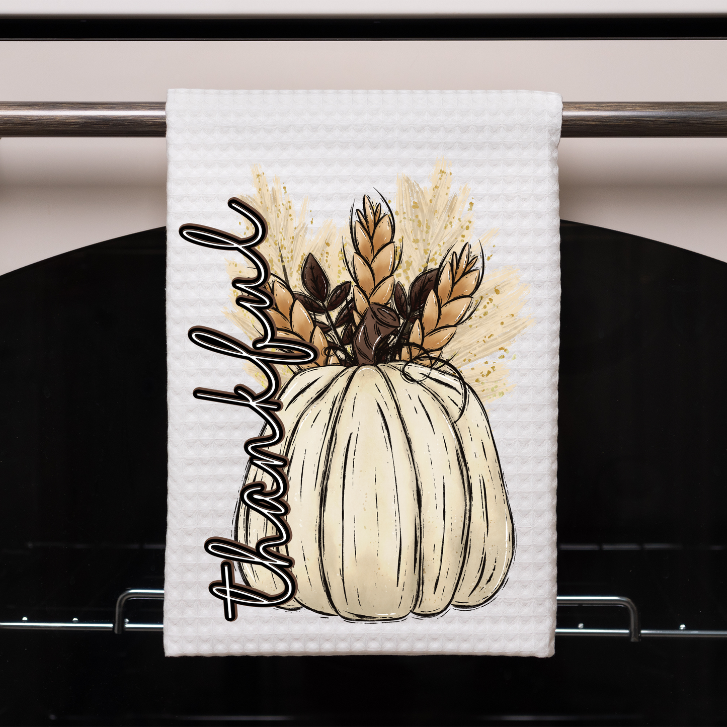 Thankful Cream Pumpkin Dish Towel