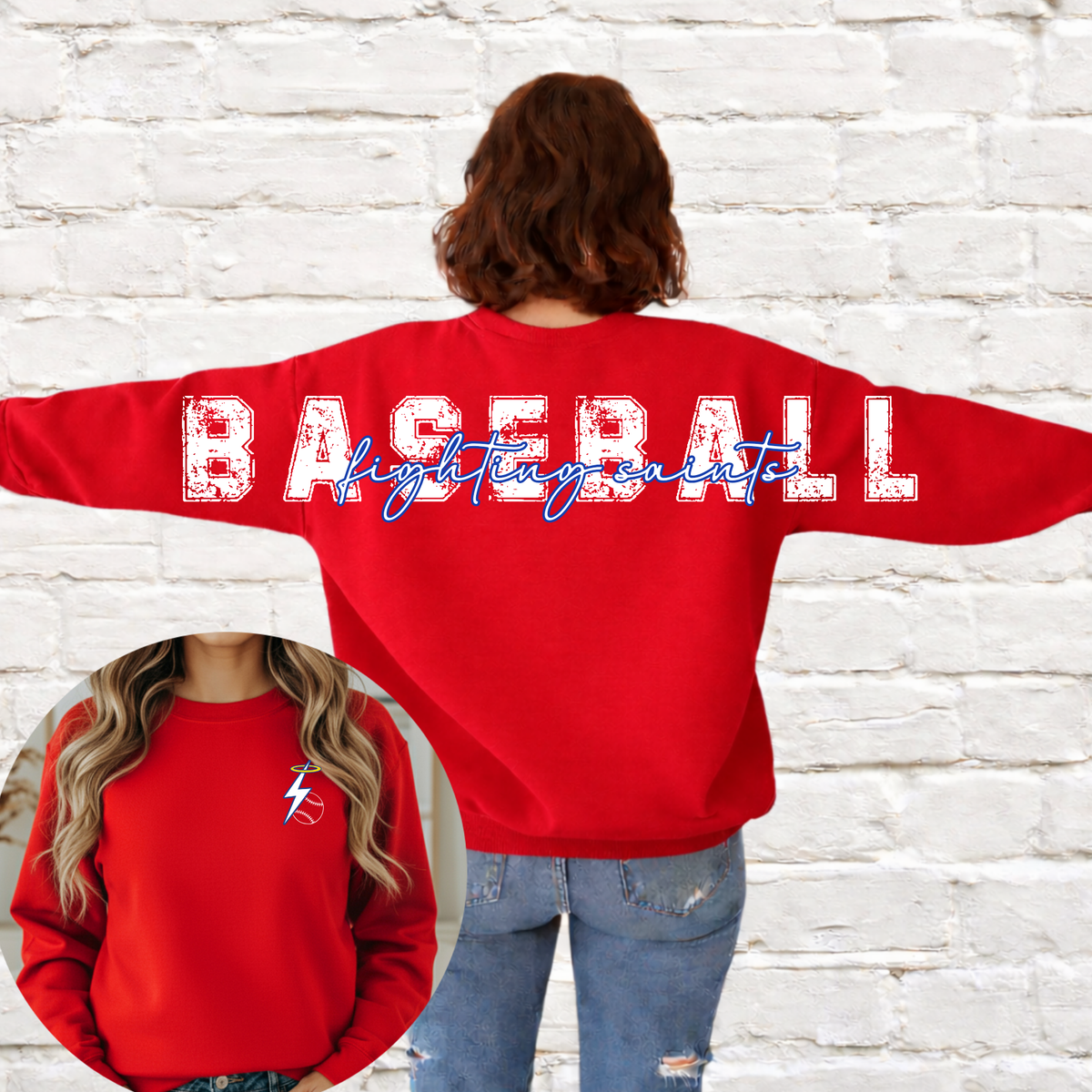 Baseball Custom School Oversized Back