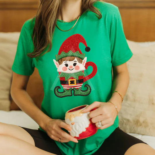 Coffee Cup Elf- Embroidered Look