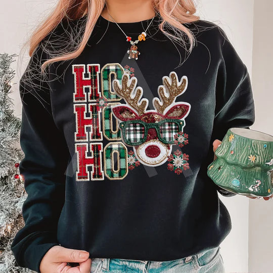 Glitter Plaid Ho Ho Ho