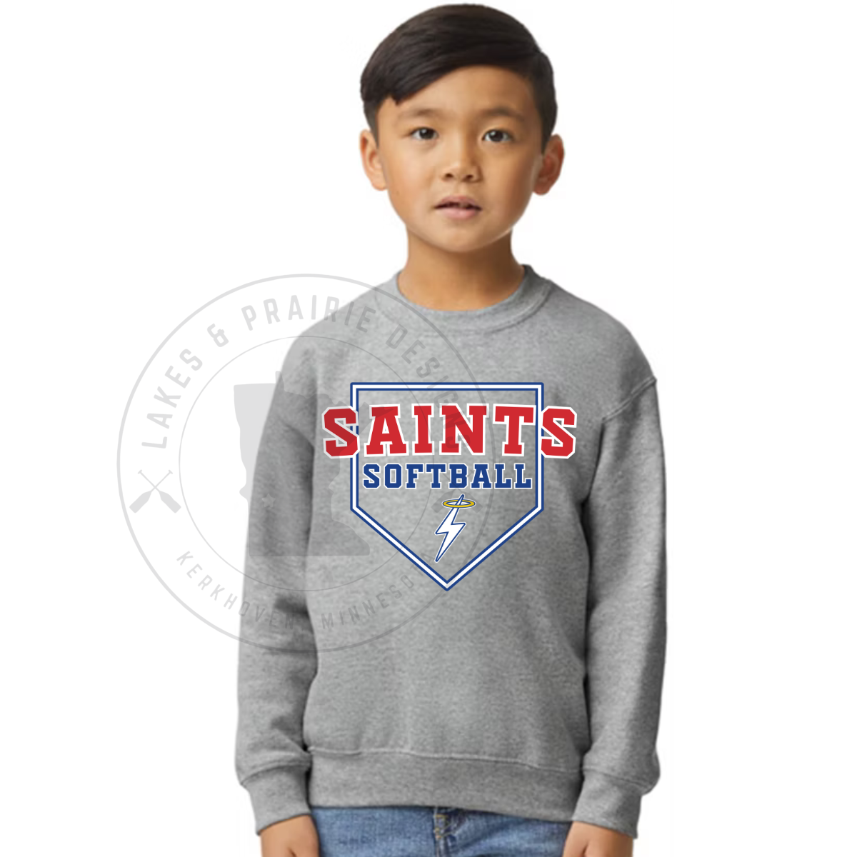 KMS Saints Softball Gildan SoftStyle Adult and Youth Crewneck Sweatshirt